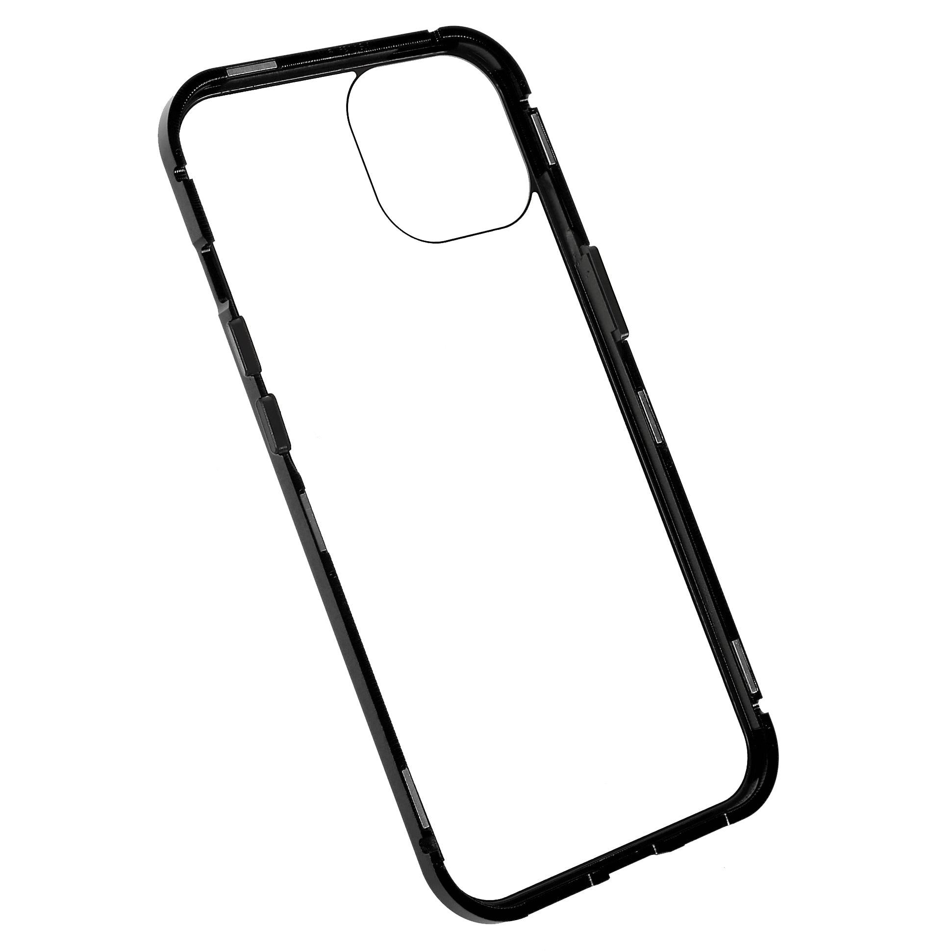 Phone Case for iPhone 15 Plus Magnetic Adsorption Metal Frame + Double-sided Tempered Glass Clear Phone Cover - Black Phone Case for iPhone 15 Plus Magnetic Adsorption Metal Frame + Double-sided Tempered Glass Clear Phone Cover - Black